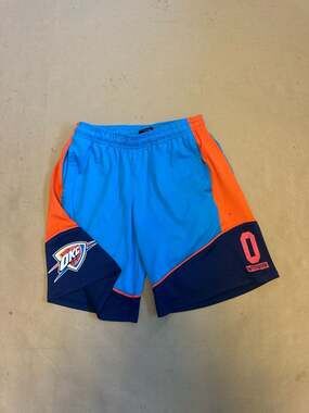 Youth NBA UNK Oklahoma City Thunder Russell Westbrook #0 Shorts Blue/Orange